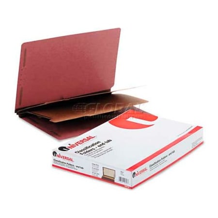Universal Universal Pressboard End Tab Classification Folders, Legal, Six-Section, Red, 10/Box 10316